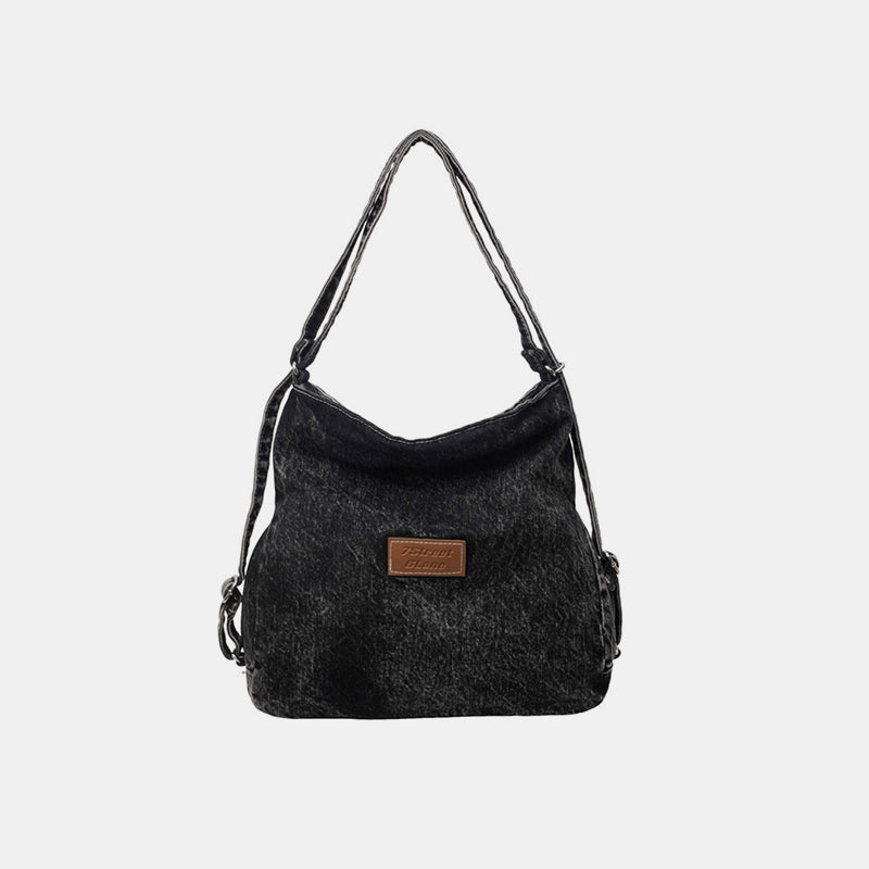 Adjustable Strap Denim Shoulder Bag-BT8D