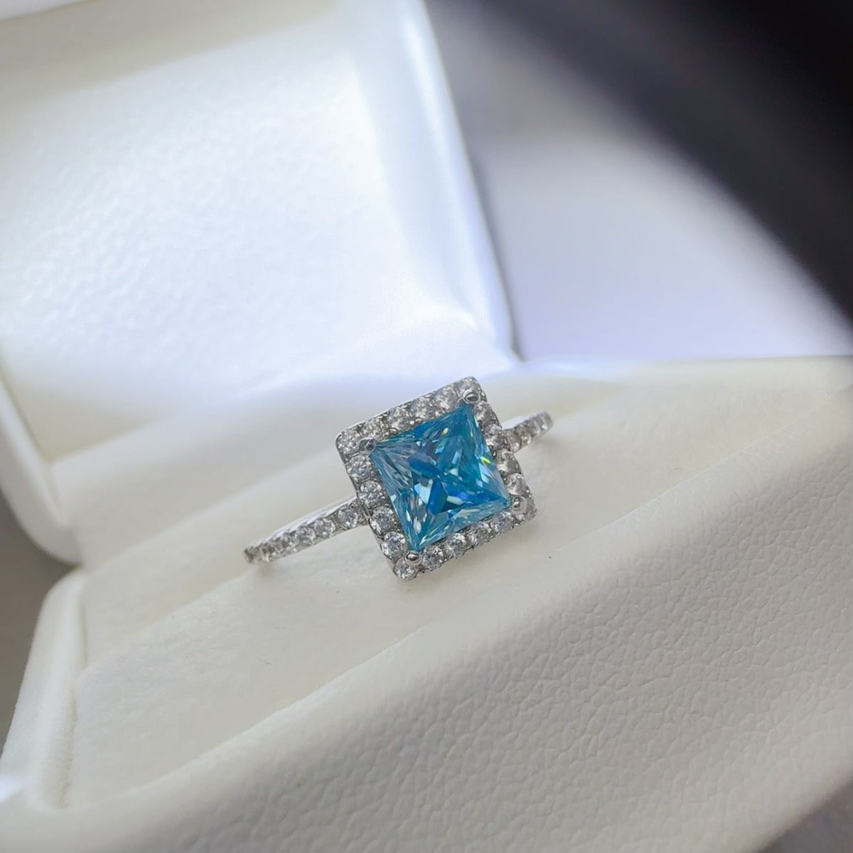 2 Carat Moissanite 925 Sterling Silver Square Shape Ring-BT8D