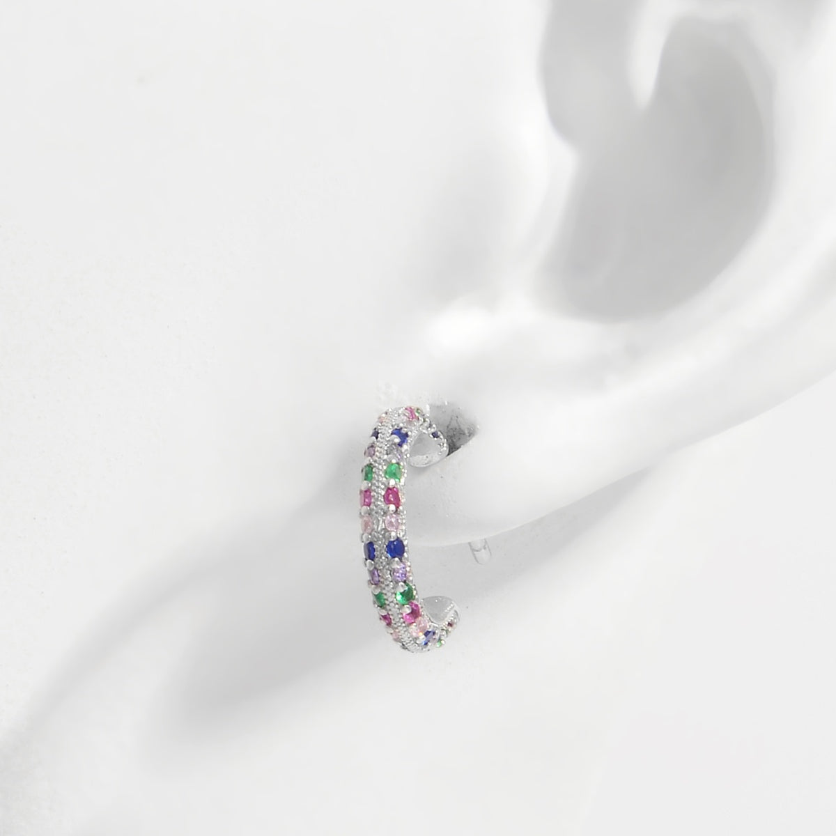 925 Sterling Silver Contrast Zircon Earrings-BT8D