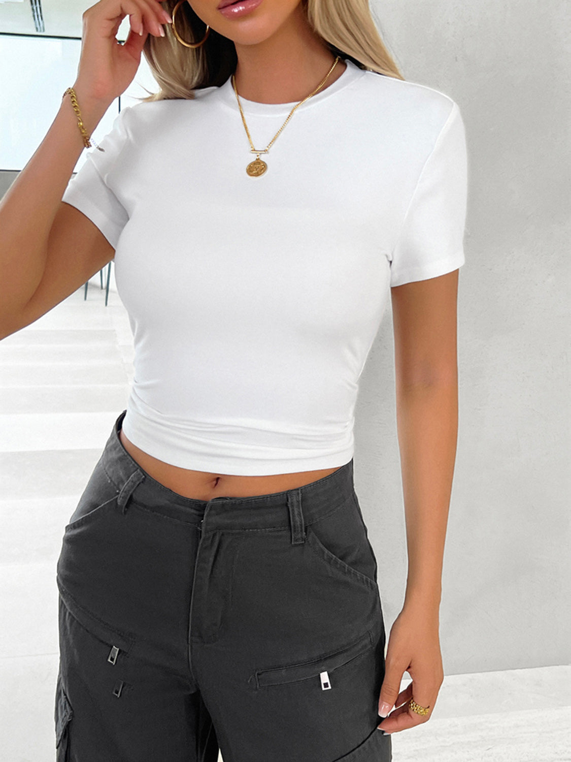 Devine Round Neck Short Sleeve T-Shirt-BT8D