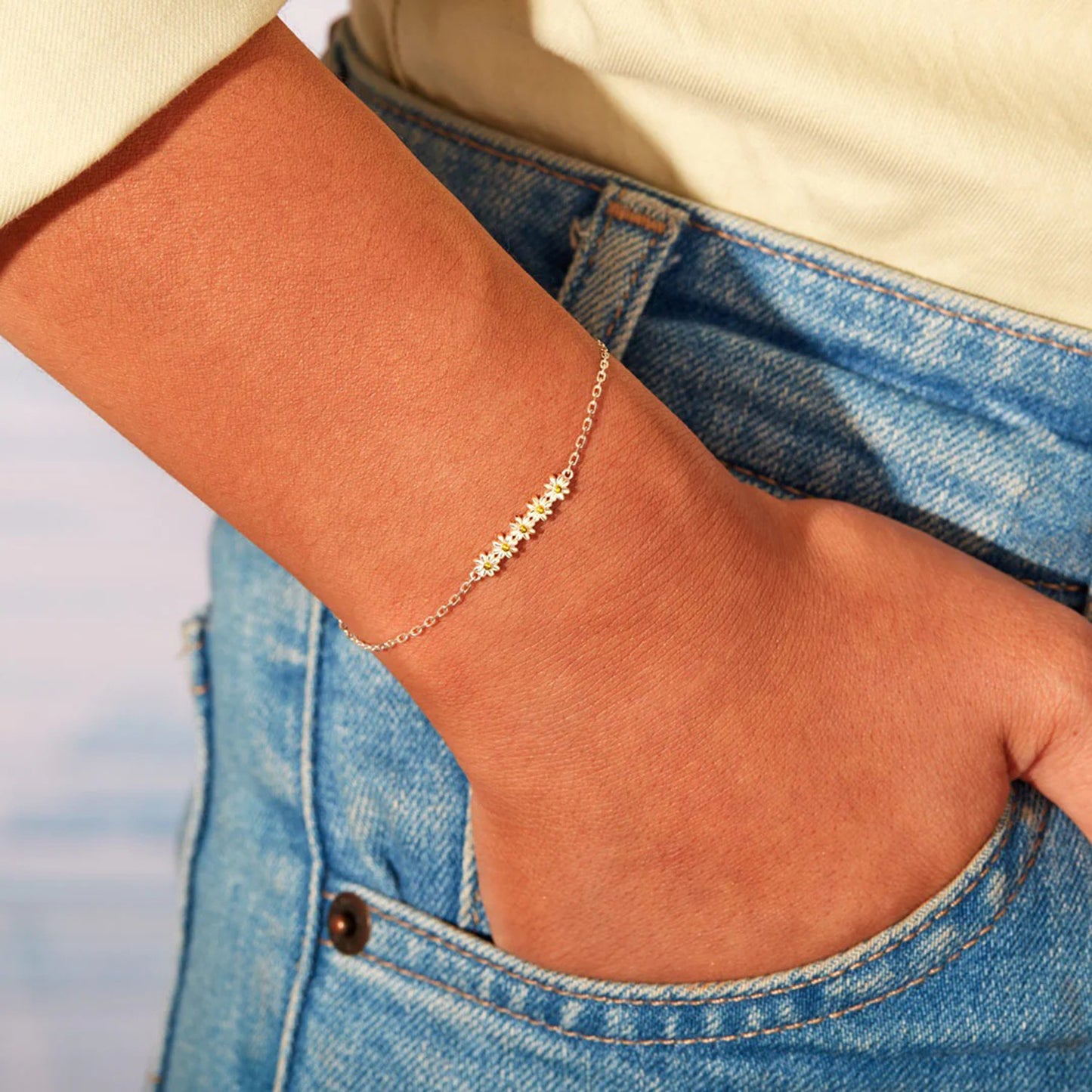 Daisy Shape Spring Ring Closure Bracelet-BT8D