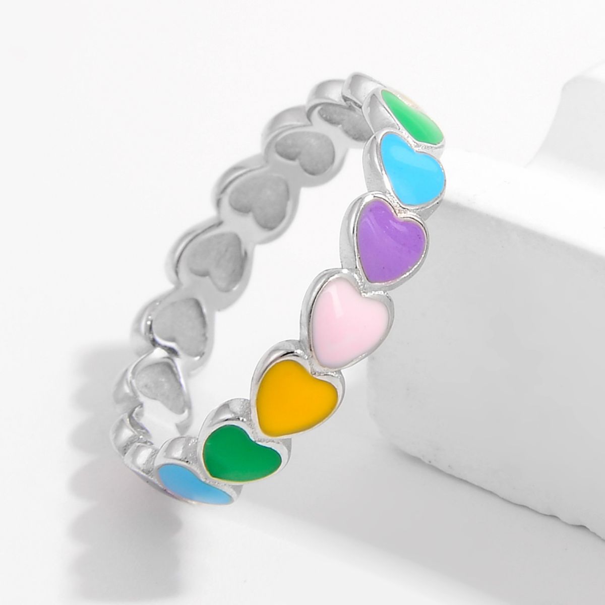 925 Sterling Silver Drip Oil Heart Ring-BT8D