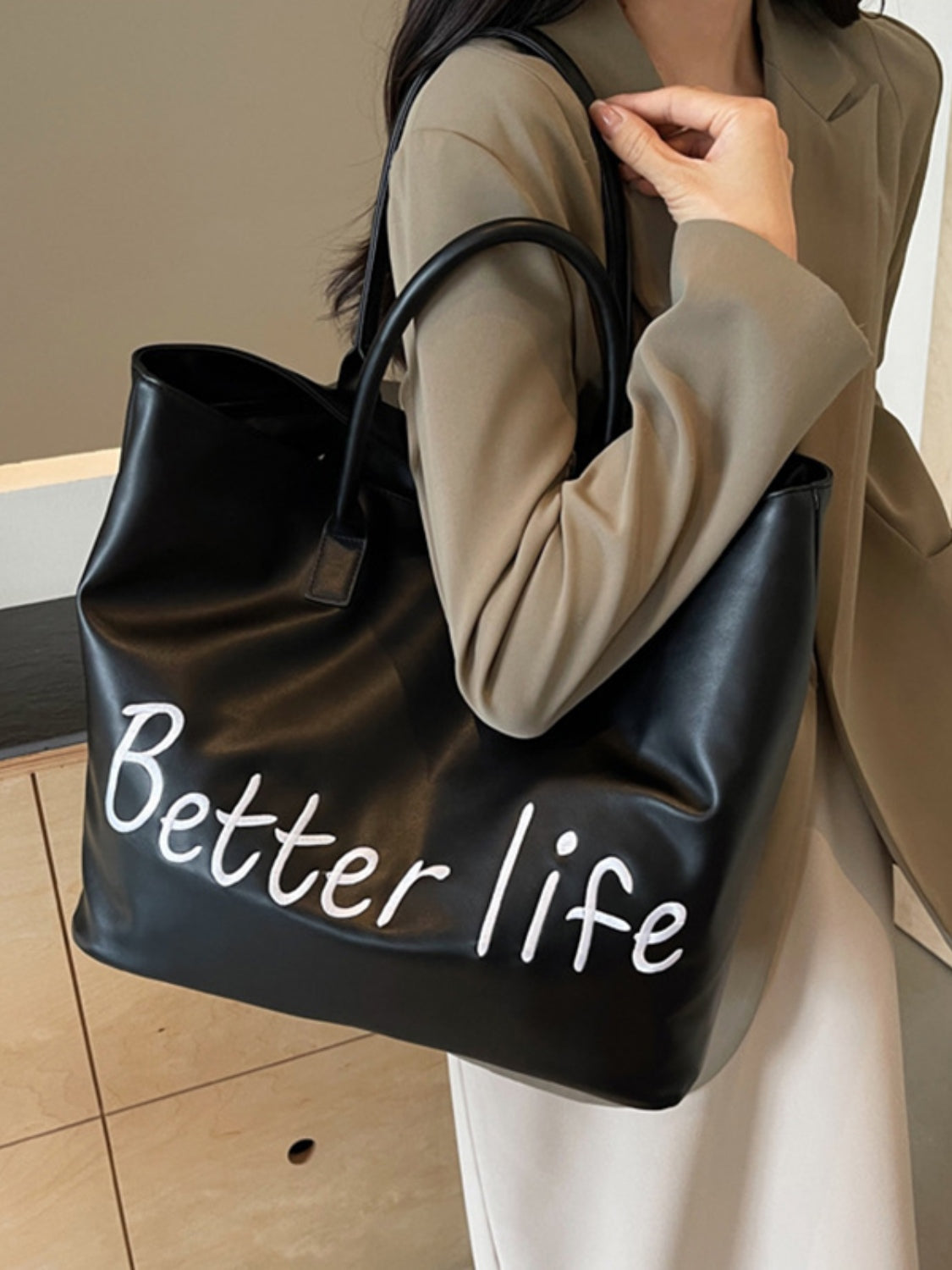 BETTER LIFE PU Leather Tote Bag-BT8D
