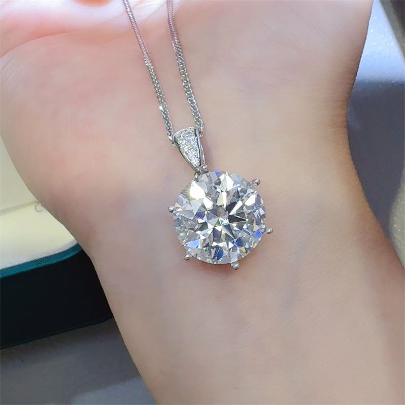 10 Carat Moissanite 925 Sterling Silver Pendant Necklace-BT8D