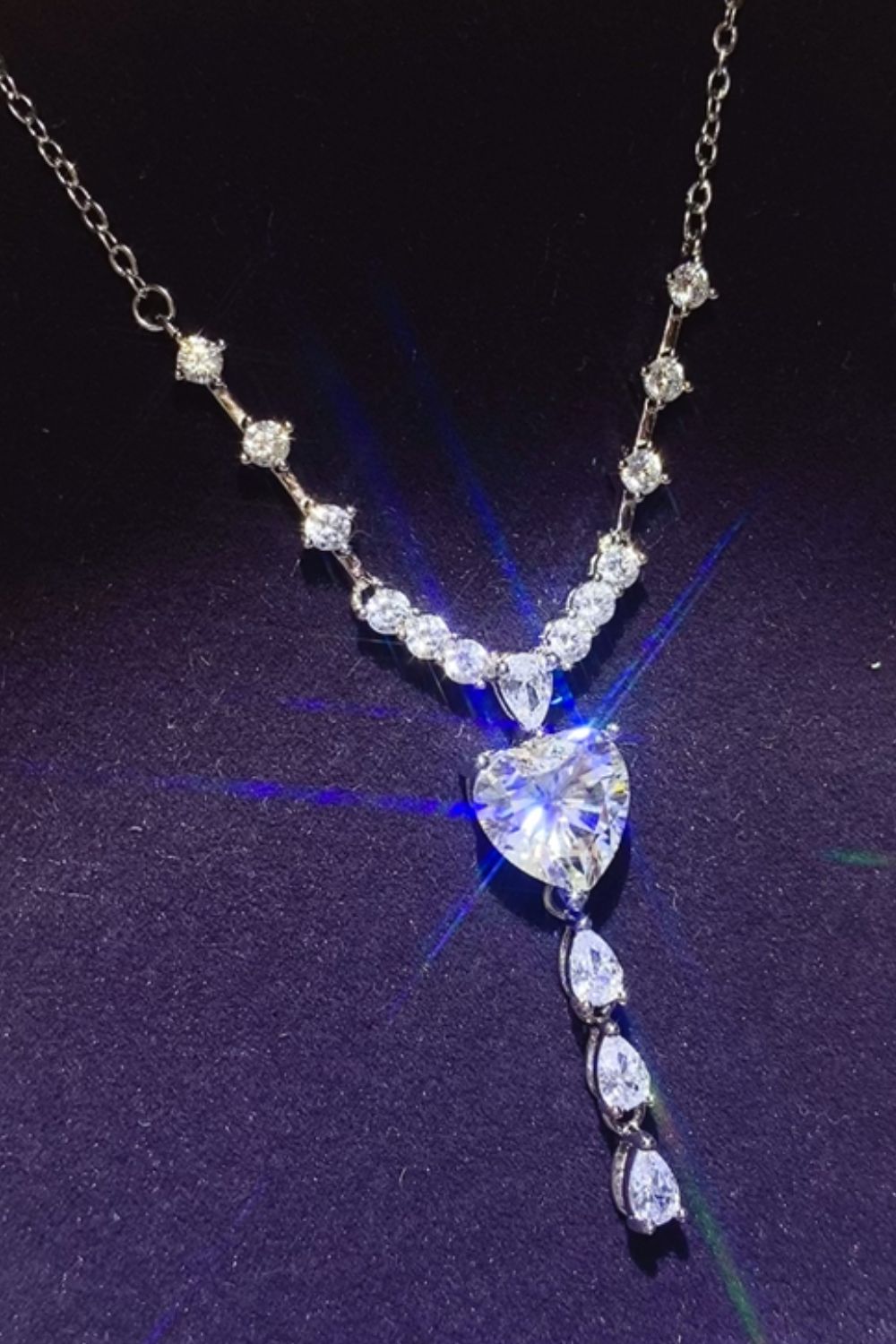 3 Carat Moissanite 925 Sterling Silver Drop Necklace-BT8D