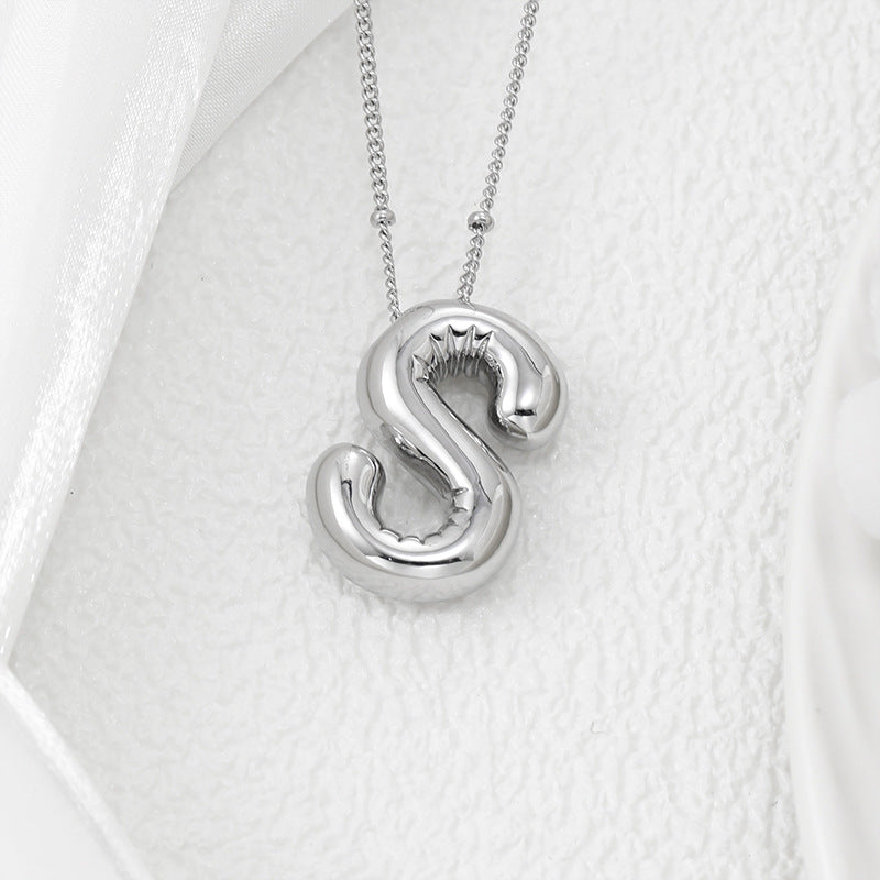 Copper Bubble Letter Pendant Necklace-BT8D