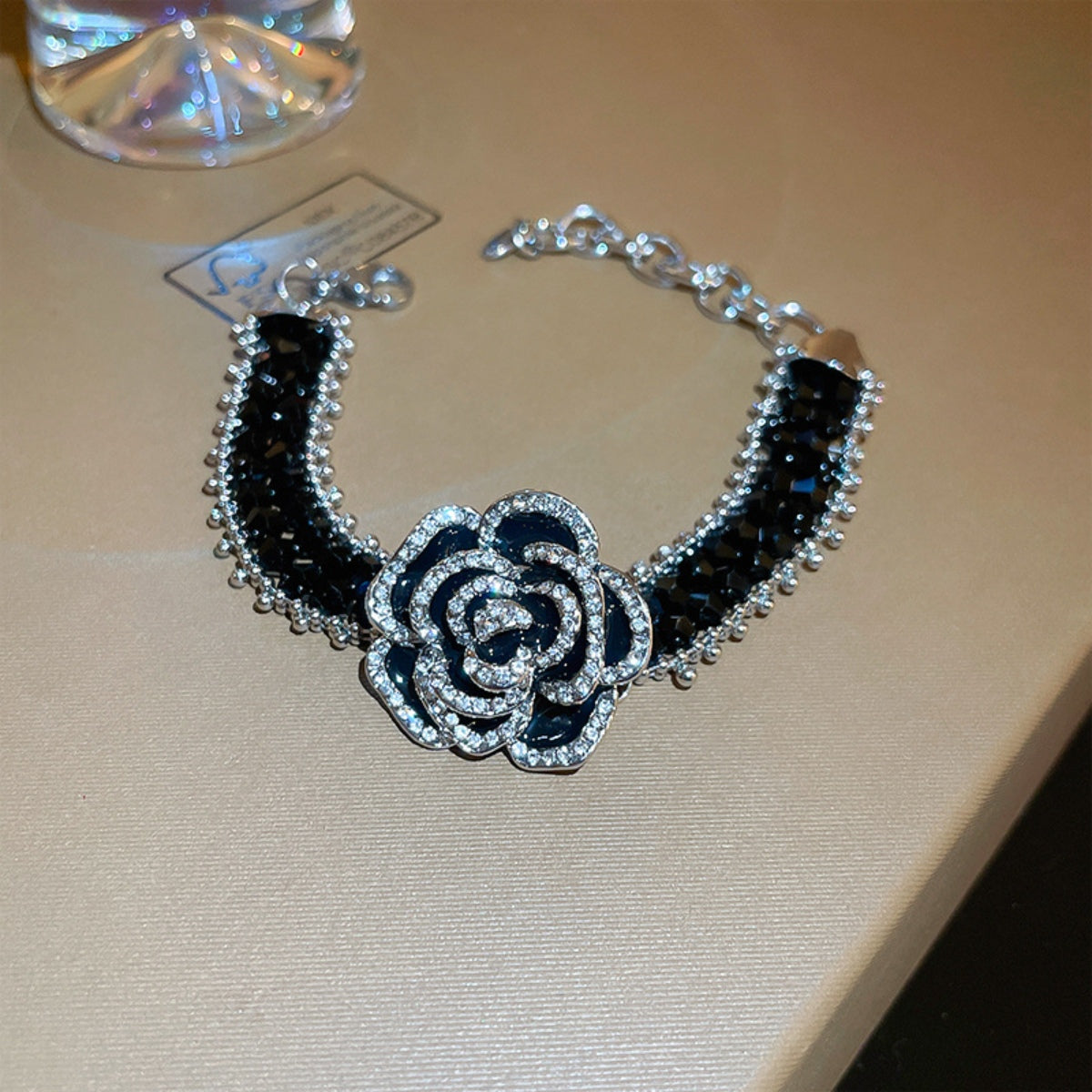 Copper Rhinestone Flower Bracelet-BT8D