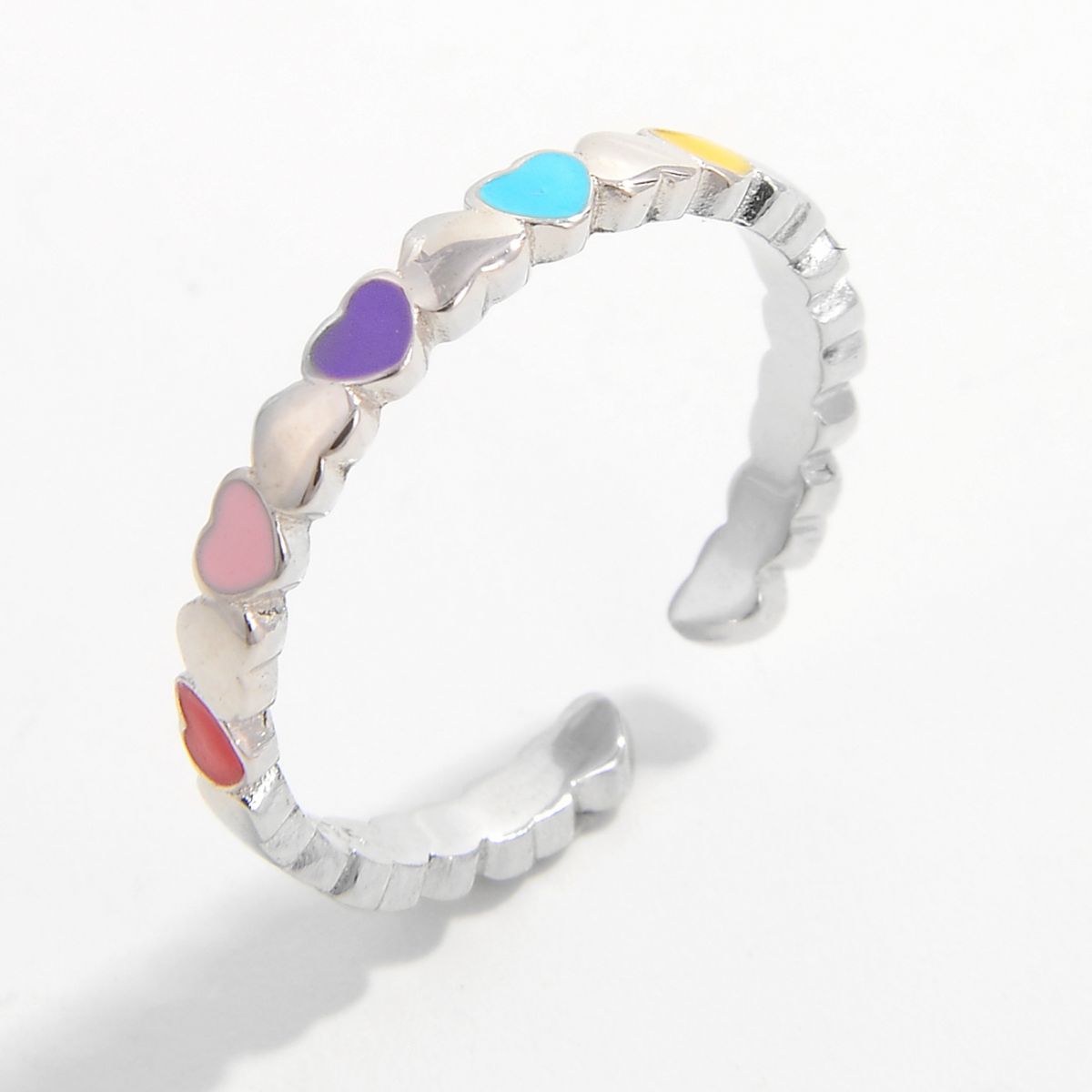 925 Sterling Silver Drip Oil Heart Ring-BT8D