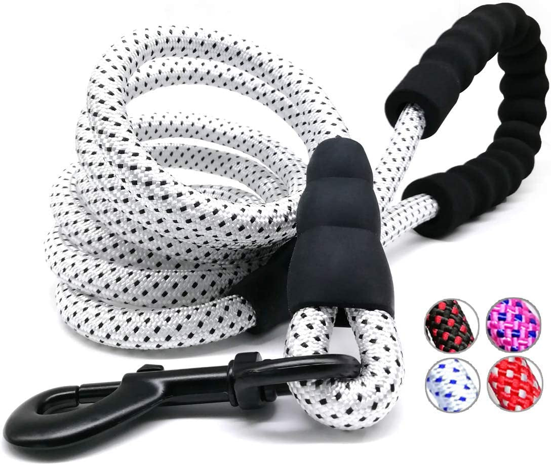 Heavy Duty Rope Dog Leash, 3/4/5/6/7/8/10/12/15 FT Nylon Pet Leash, Soft Padded Handle Thick Lead Leash for Large Medium Dogs Small Puppy
