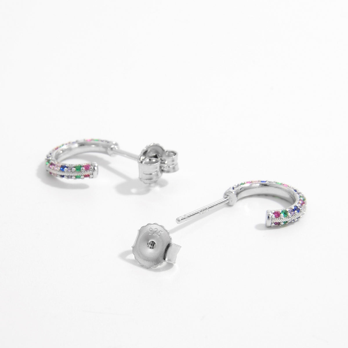 925 Sterling Silver Contrast Zircon Earrings-BT8D