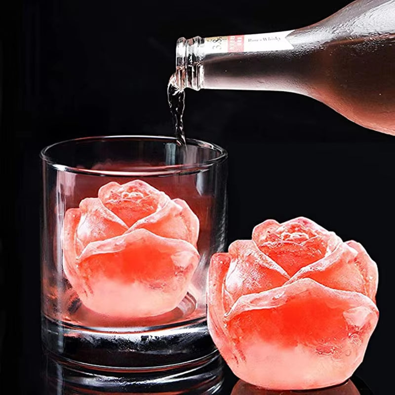 3D Silicone Rose Shape Ice Cube Maker Ice Cream Silicone Mold Ice Ball Maker Reusable Whiskey Cocktail Mould Форма Для Льда HE-BT8D