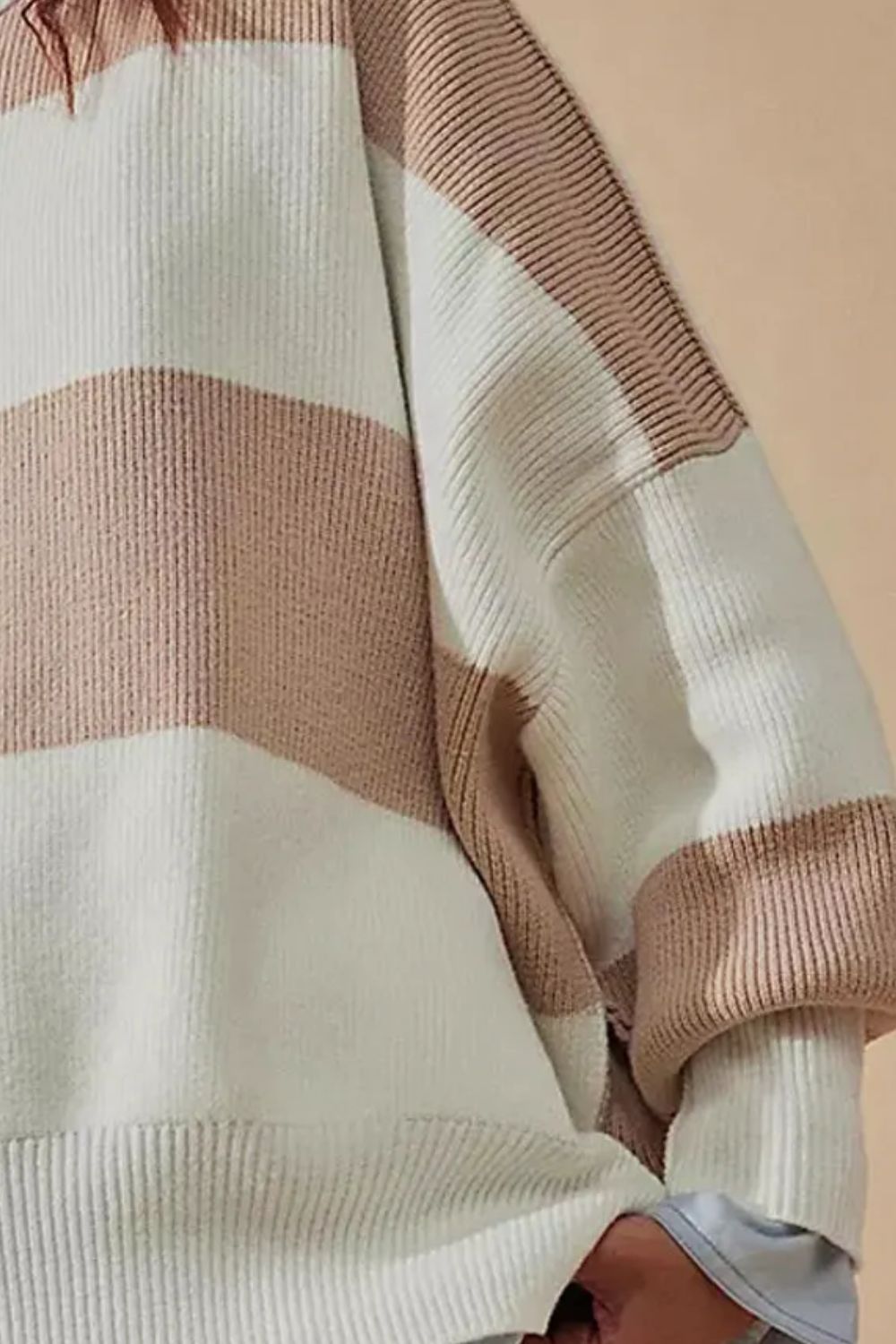 Color Block Round Neck Long Sleeve Sweater-BT8D