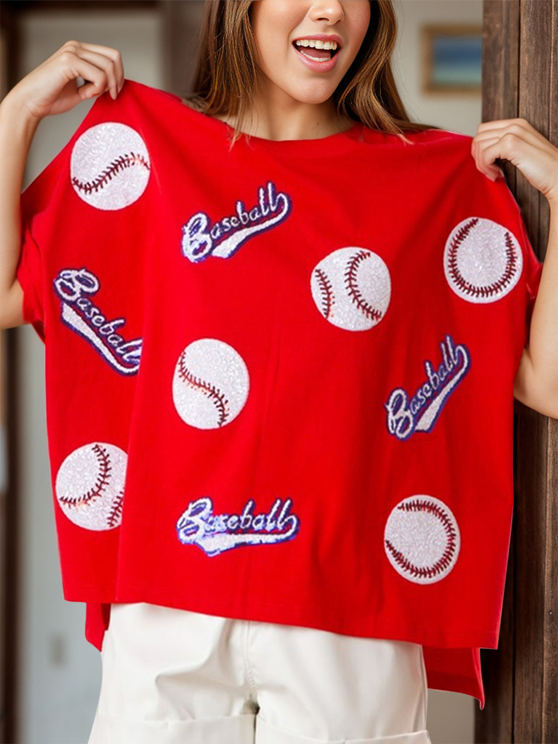 Baseball Round Neck Half Sleeve T-Shirt-BT8D