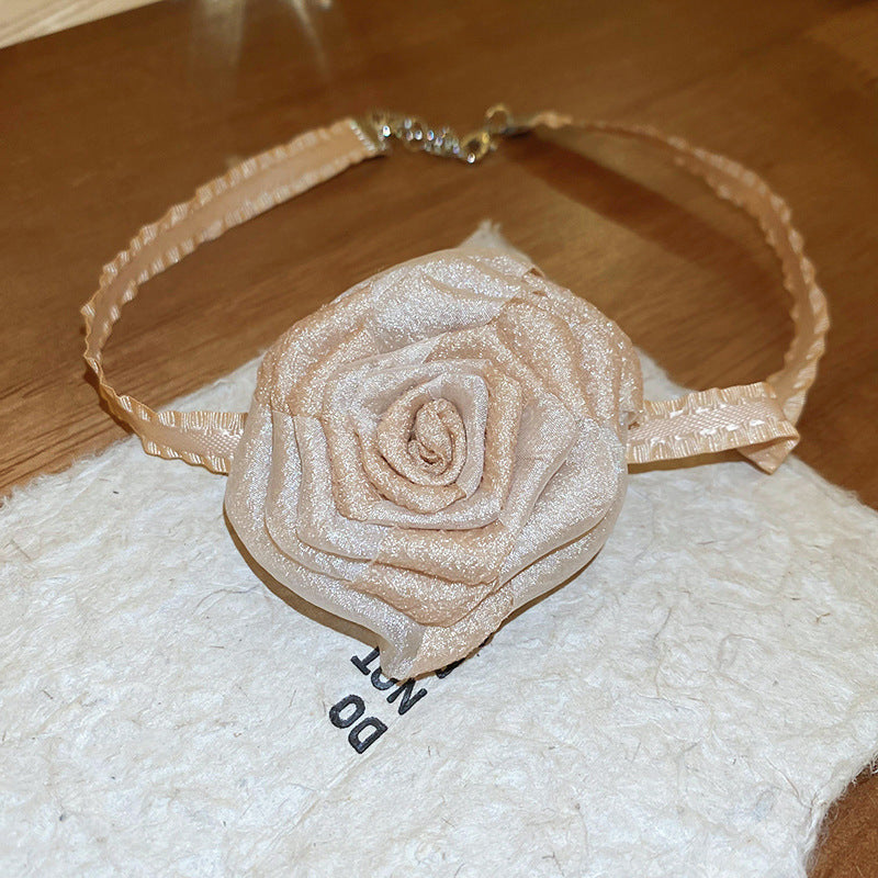 3D Rose Alloy Buckle Necklace-BT8D