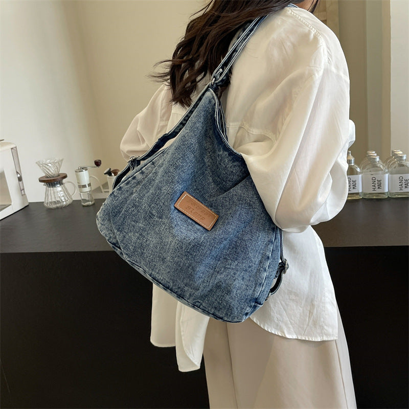 Adjustable Strap Denim Shoulder Bag-BT8D