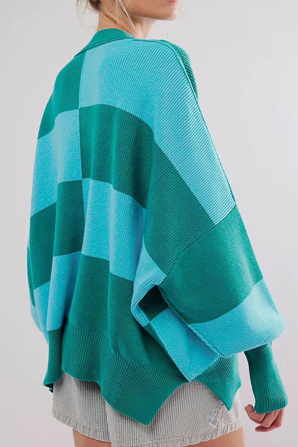 Color Block Round Neck Long Sleeve Sweater-BT8D