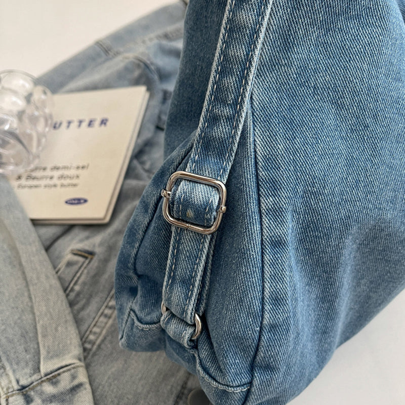 Adjustable Strap Denim Shoulder Bag-BT8D