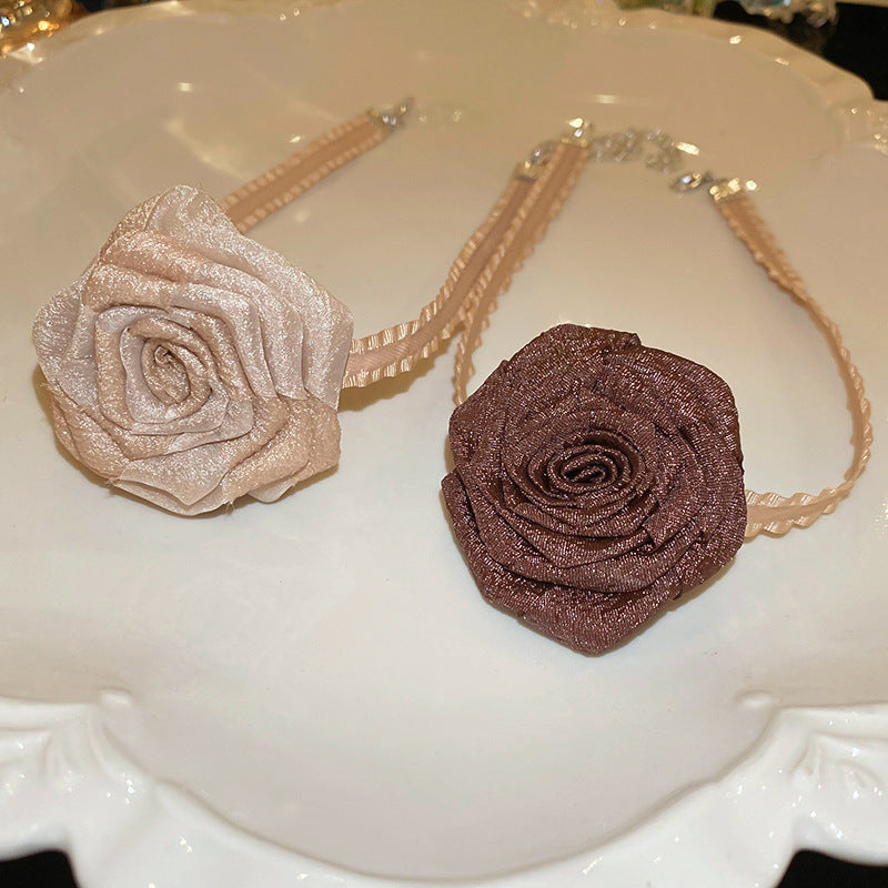3D Rose Alloy Buckle Necklace-BT8D