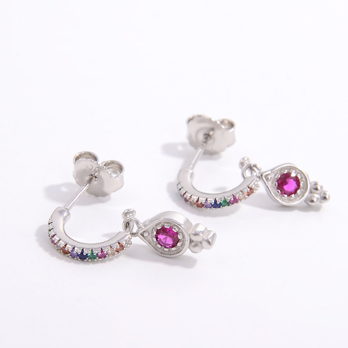 925 Sterling Silver Inlaid Zircon Earrings-BT8D