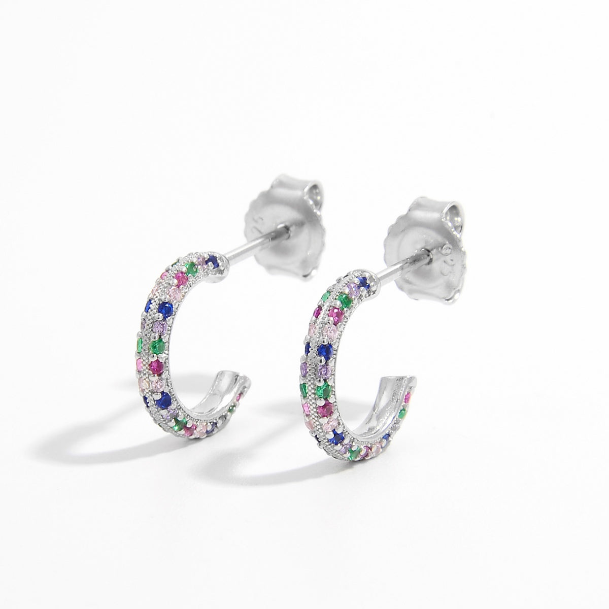 925 Sterling Silver Contrast Zircon Earrings-BT8D
