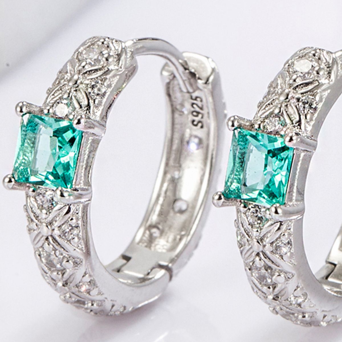 925 Sterling Silver Inlaid Zircon Earrings-BT8D