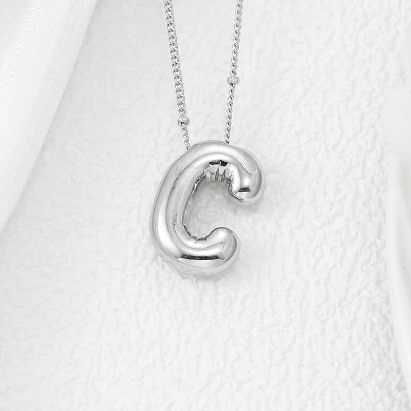 Copper Bubble Letter Pendant Necklace-BT8D