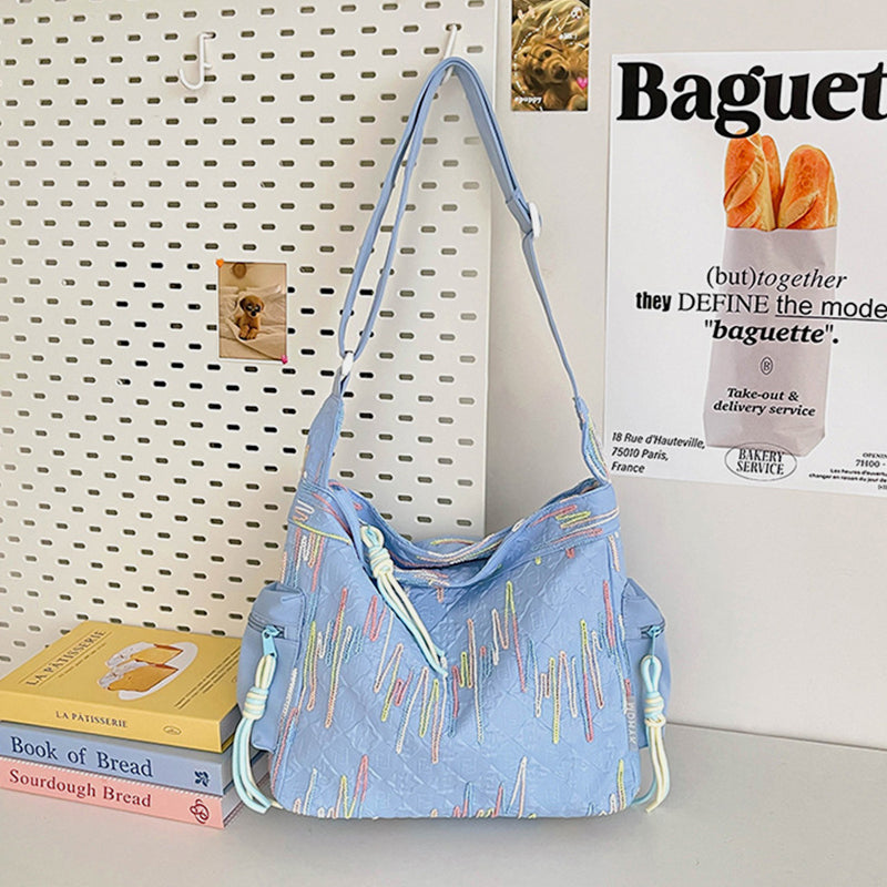 Contrast Texture Shoulder Bag-BT8D
