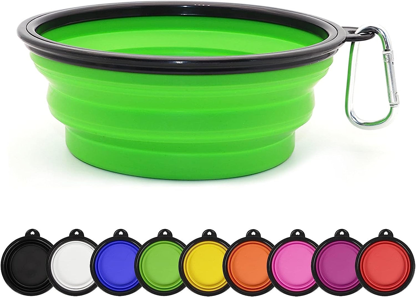 Collapsible Dog Bowl Portable Foldable Dog Travel Bowls Pets Cats Puppies Water Feeding Bowls for Walking Camping Outdoors (Large, Green)-BT8D