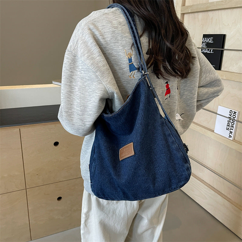 Adjustable Strap Denim Shoulder Bag-BT8D