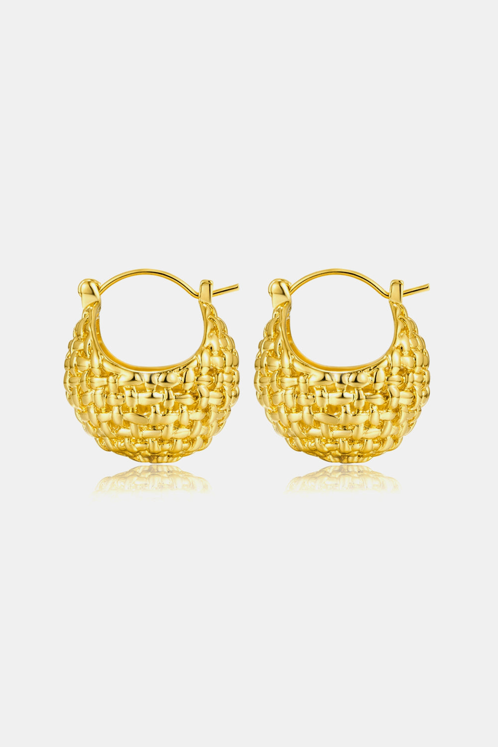 Braided Basket Metal Hoop Earrings-BT8D