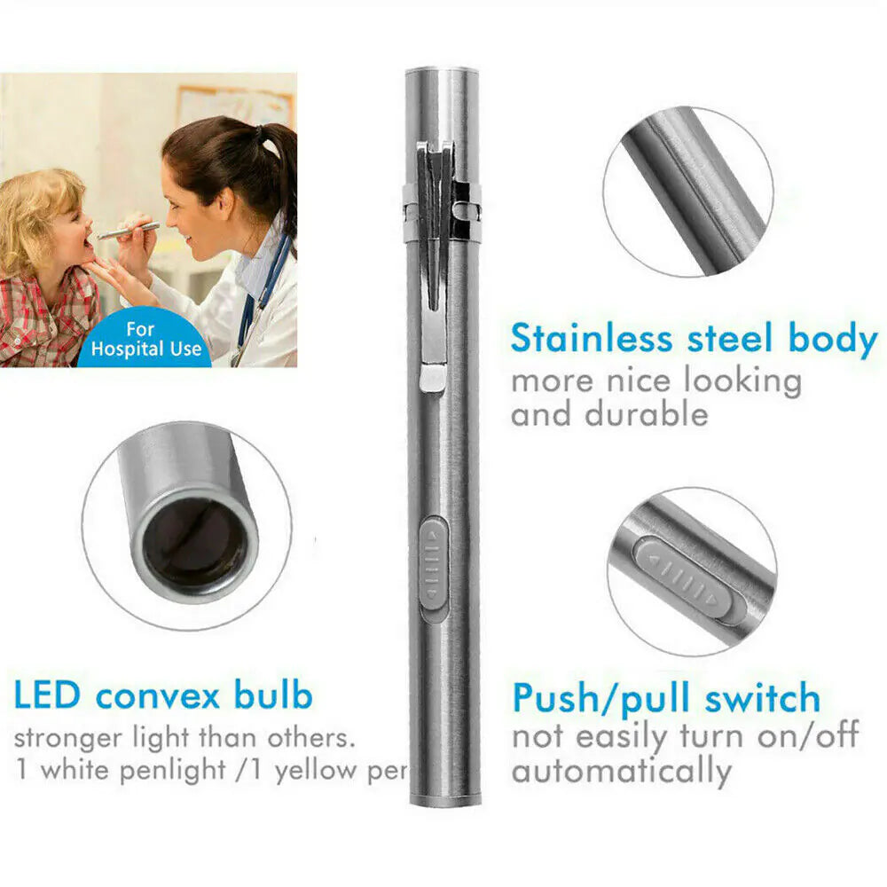 5" LED USB Rechargeable Mini Tactical Flashlight Stainless Steel Torch Pen Light-BT8D