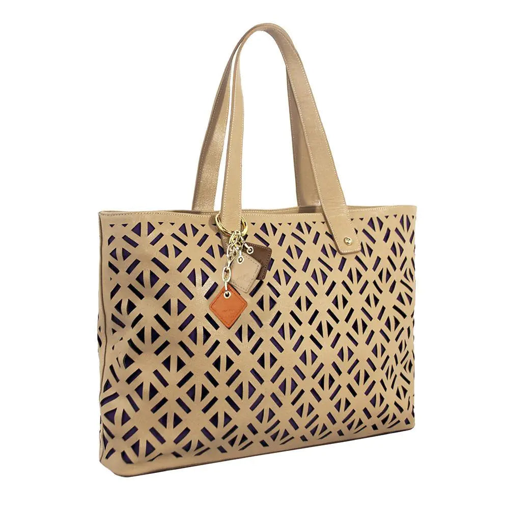 Luminous Leather Tote -Tan