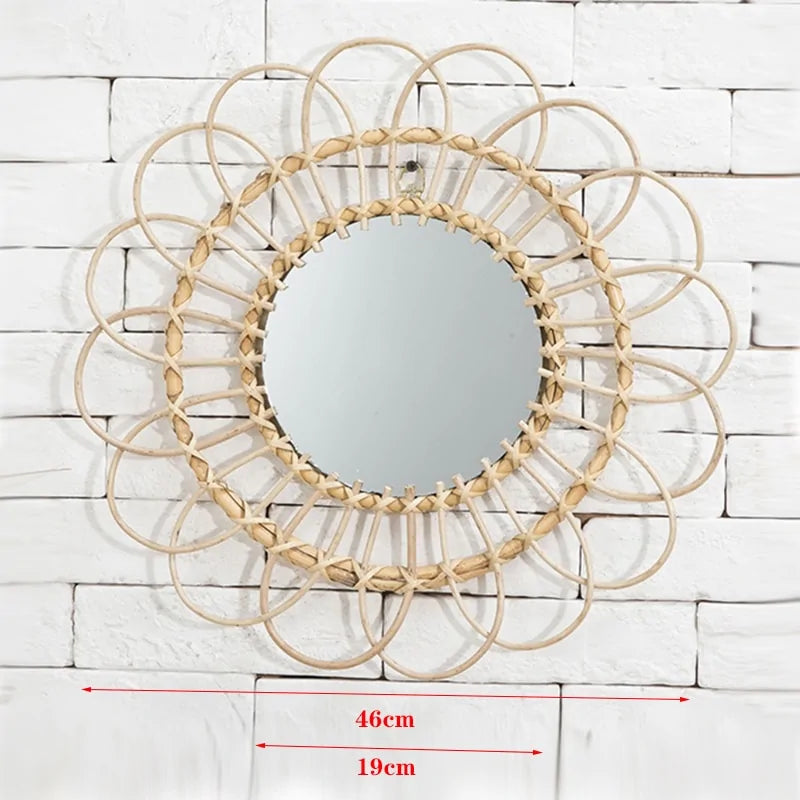 Rattan Round Wall Hang Makeup Mirror