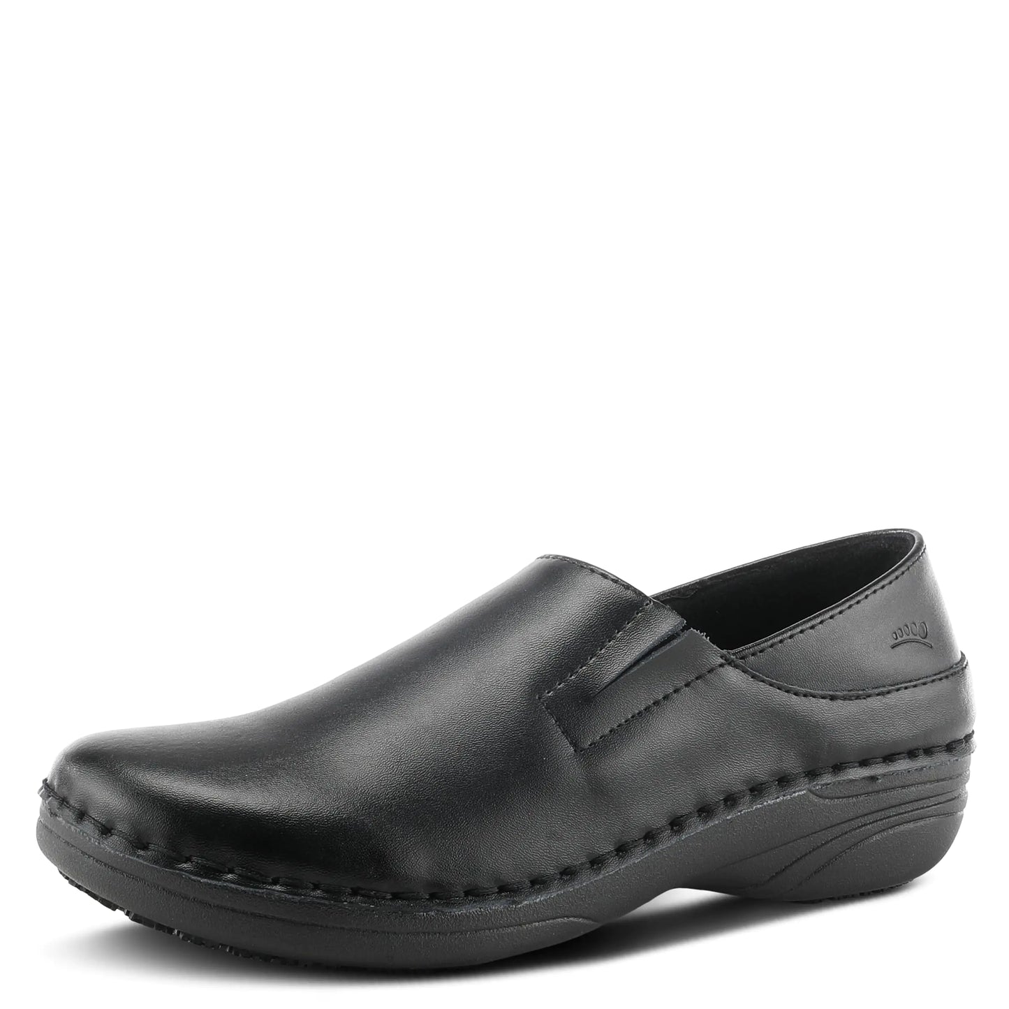 Spring Step Manila Slip-On Professional Nursing Shoes for Women - Womens Uniform Shoes with Round Toe Closed Back and Printed Leather - Nursing Clogs for Women - Black Nursing Clogs for Women US W 7.5