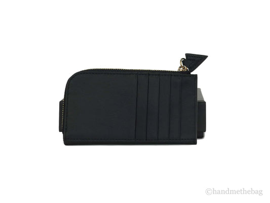 Versace Small Black Leather Matte Medusa Zip Card Case