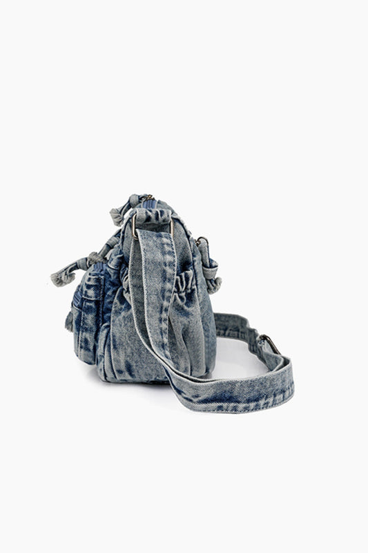 Adjustable Strap Denim Crossbody Bag-BT8D