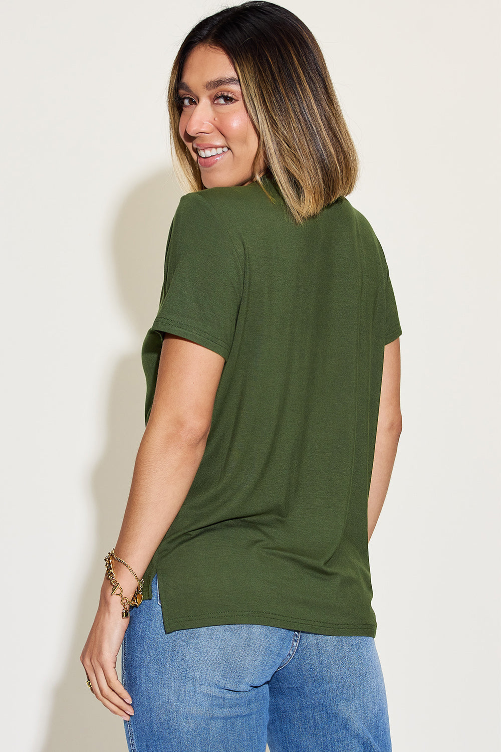 Basic Bae Full Size V-Neck High-Low T-Shirt-BT8D