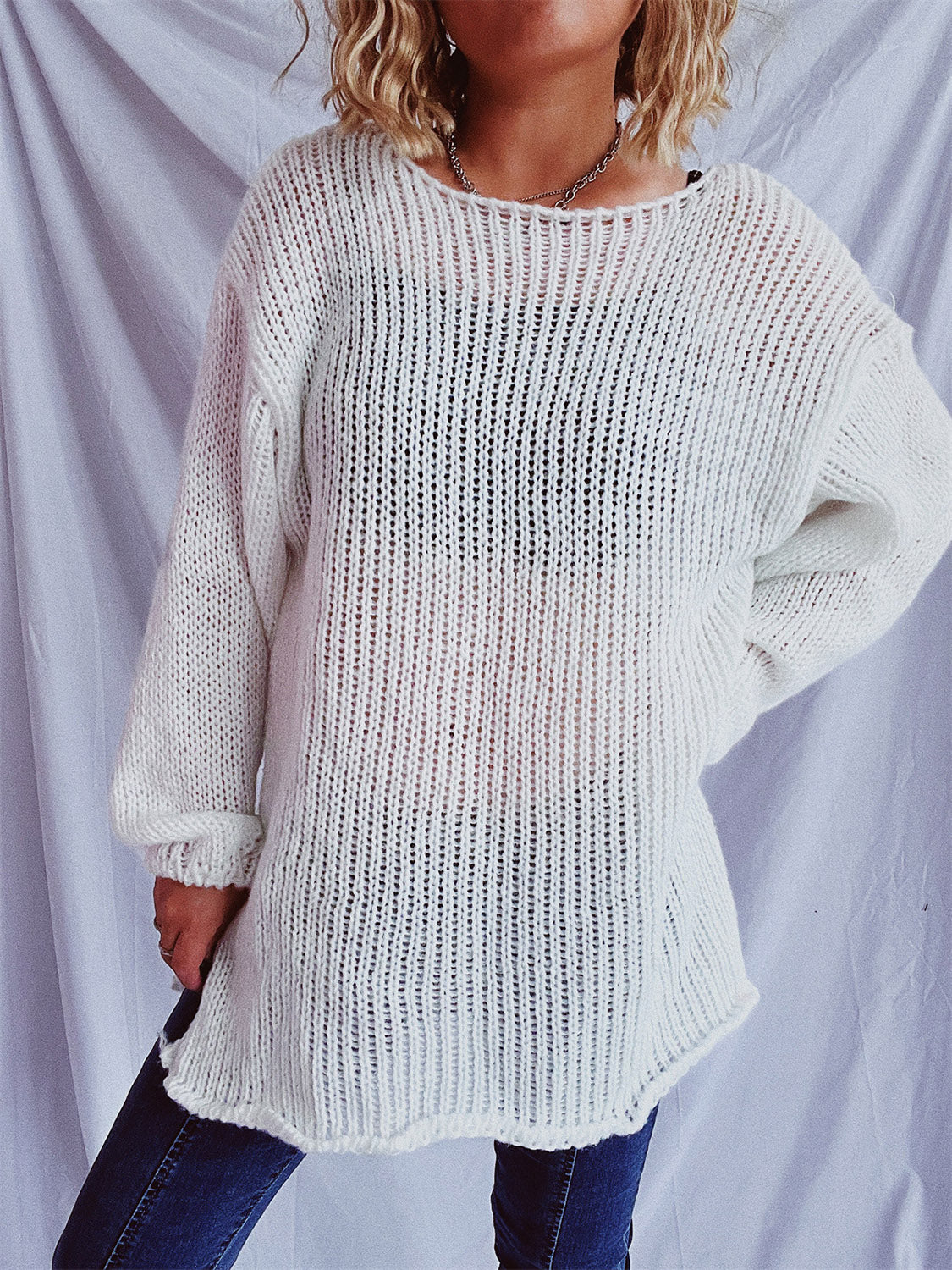 Boat Neck Dropped Shoulder Sweater-BT8D
