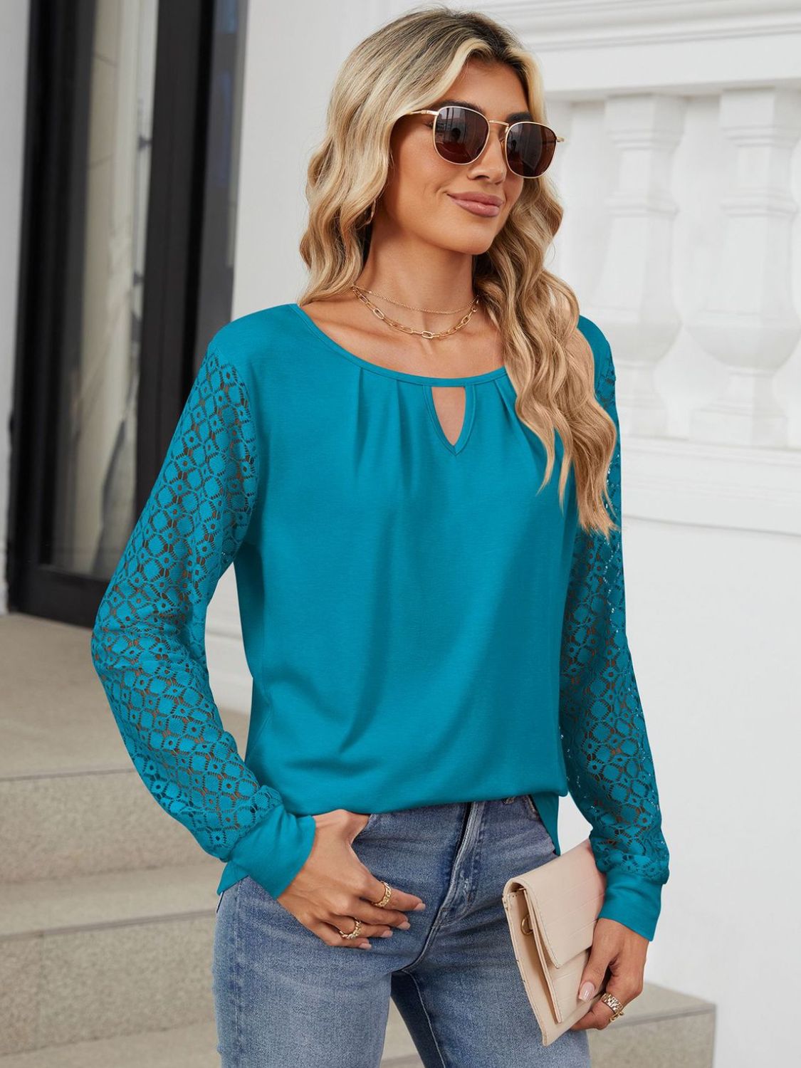 Cutout Round Neck Long Sleeve T-Shirt-BT8D