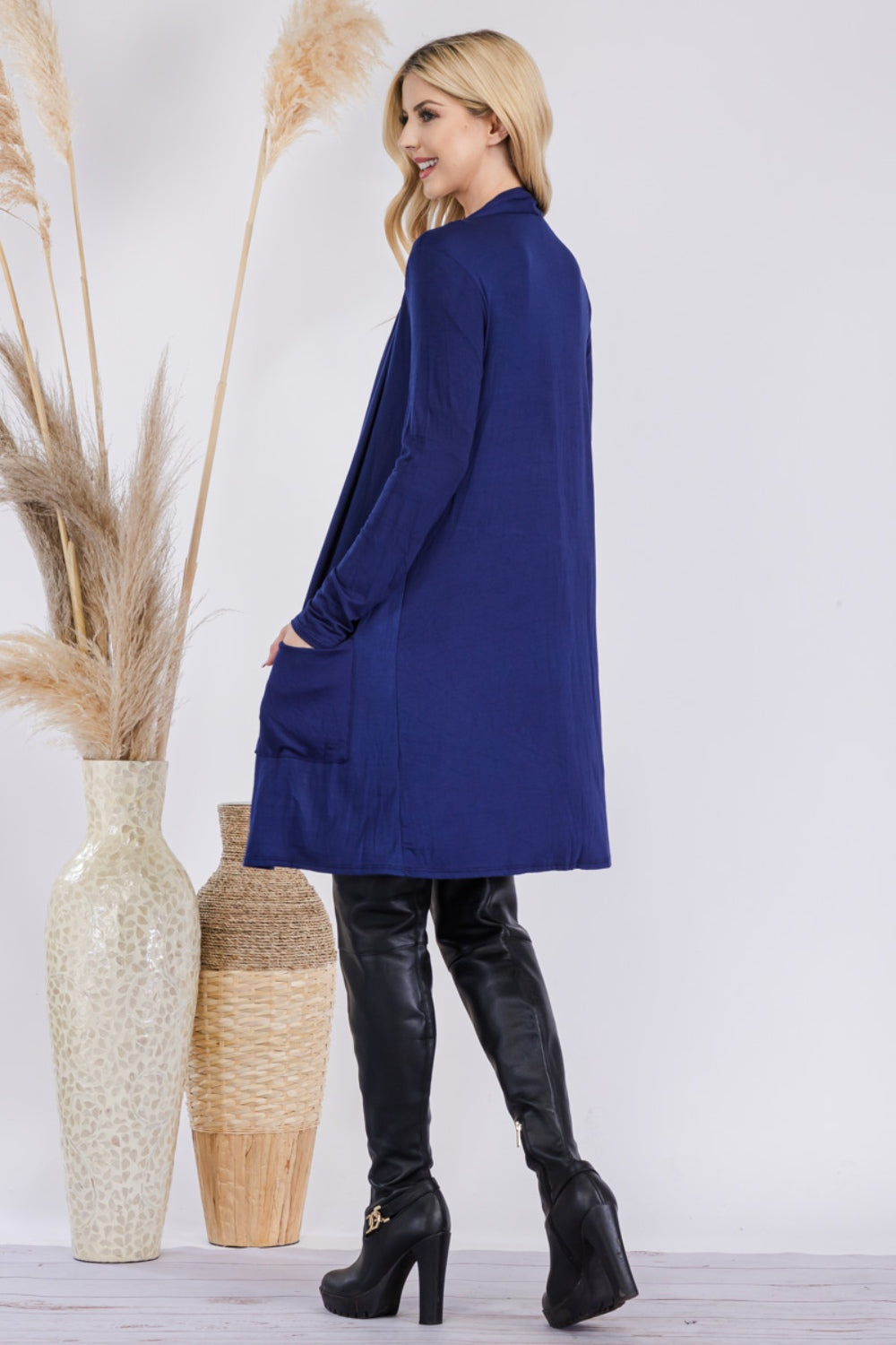 Celeste Full Size Open Front Cardigan with Pockets-BT8D
