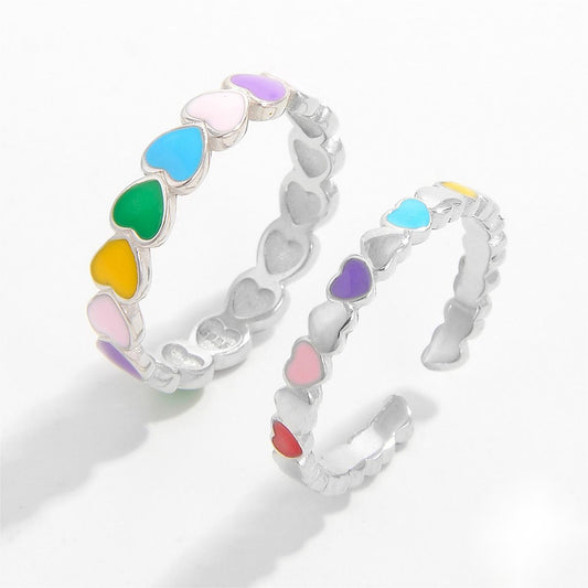 925 Sterling Silver Drip Oil Heart Ring-BT8D