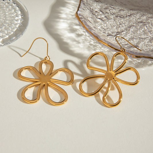 18K Gold-Plated Flower Earrings-BT8D