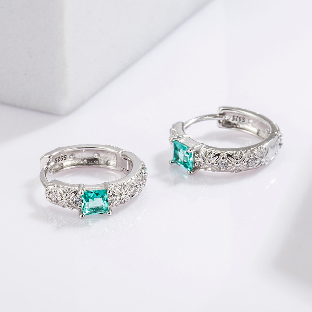 925 Sterling Silver Inlaid Zircon Earrings-BT8D