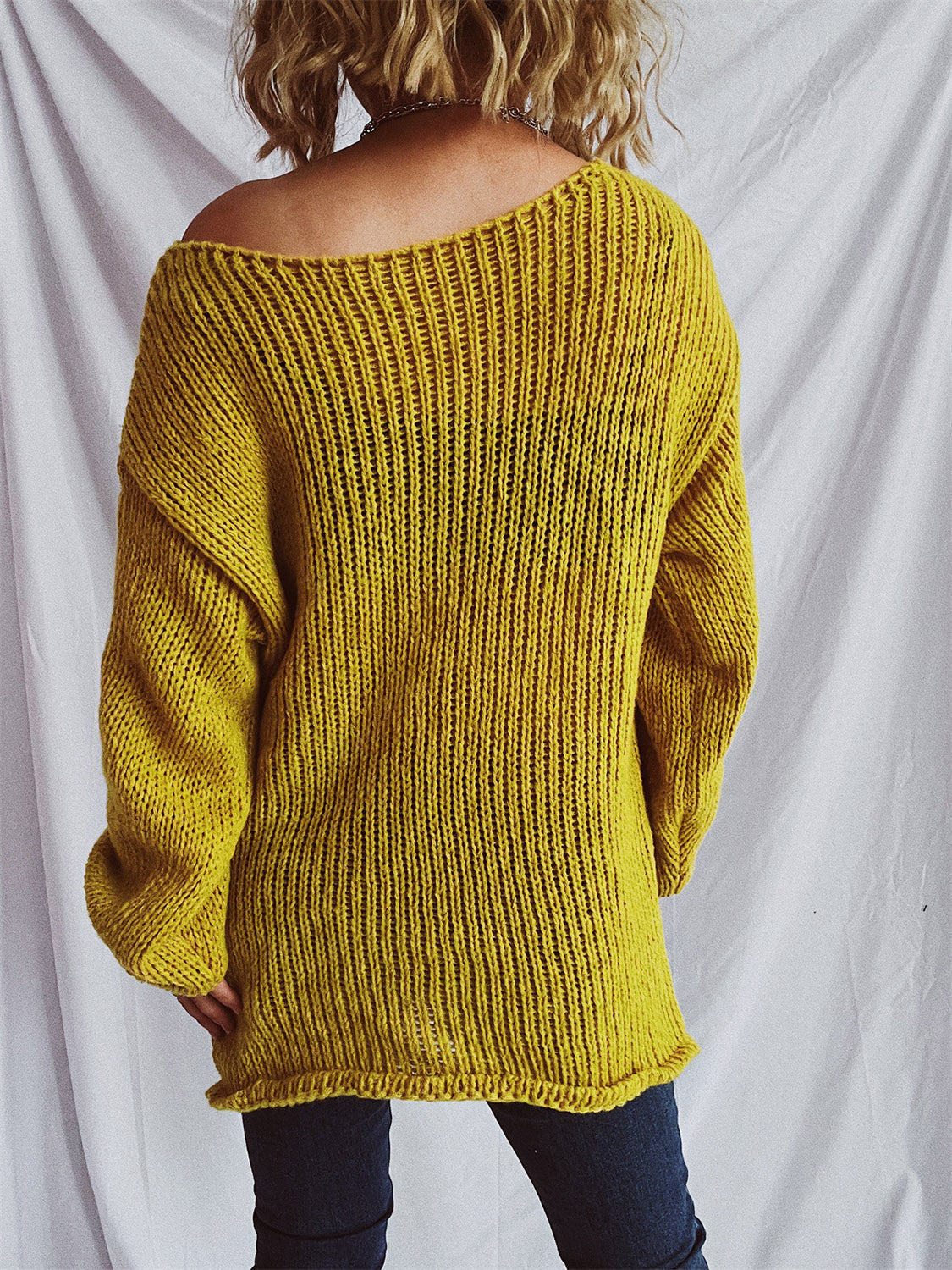 Boat Neck Dropped Shoulder Sweater-BT8D