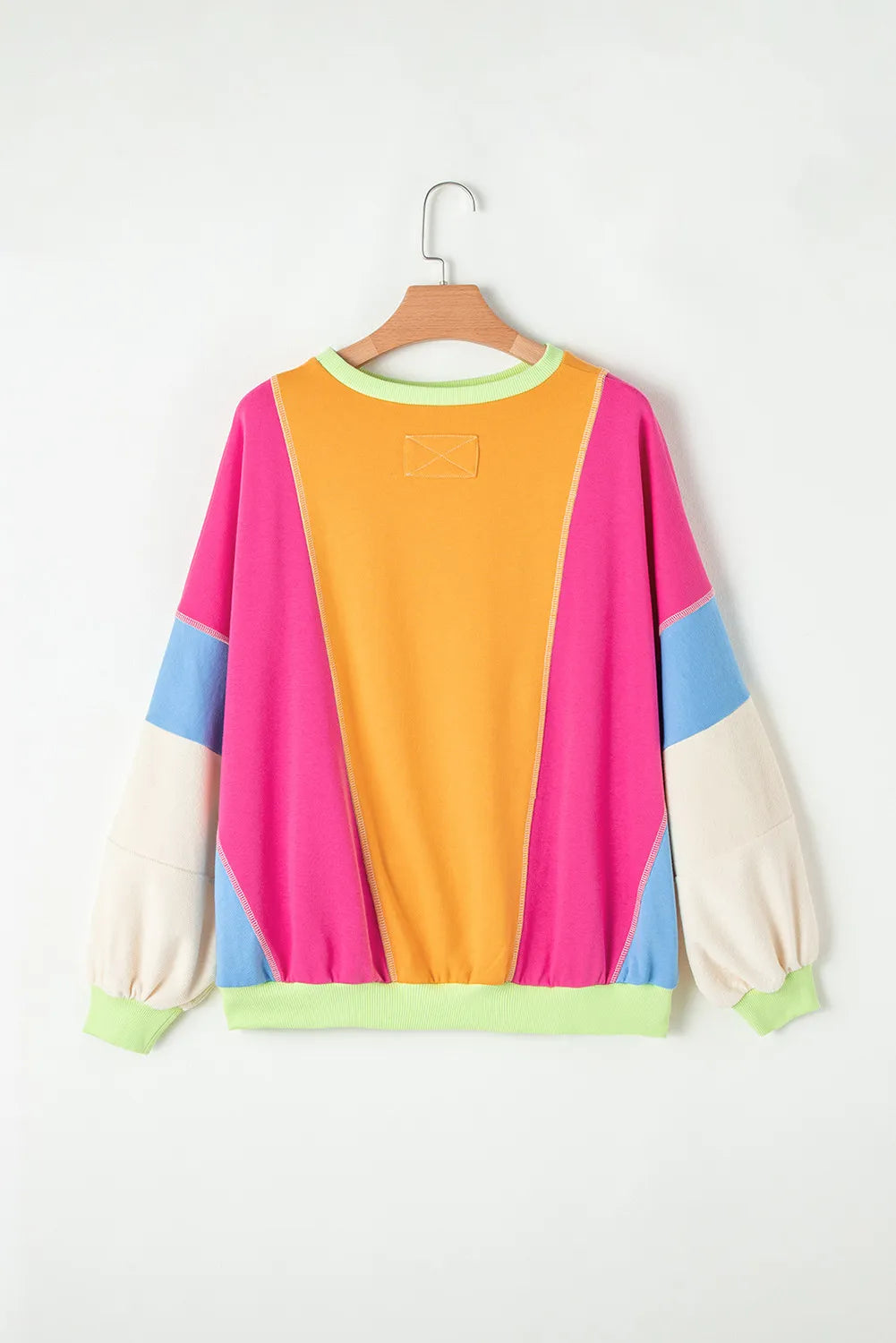 Color Block Round Neck Long Sleeve Top-BT8D
