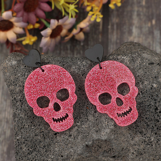 Acrylic Skeleton & Heart Earrings-BT8D