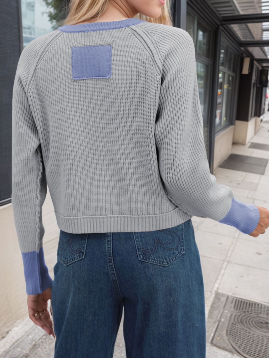 Contrast Button Up Long Sleeve Cardigan-BT8D