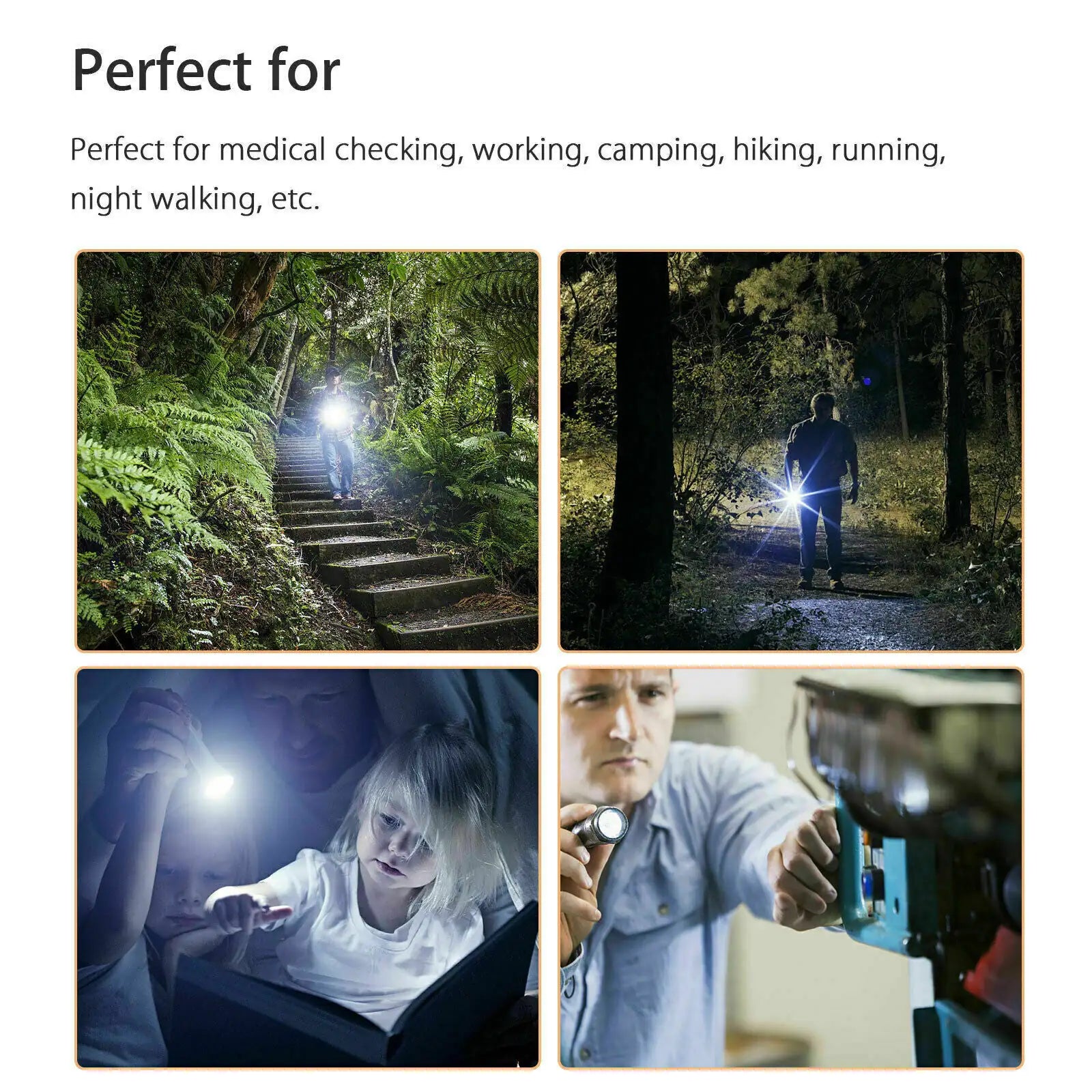 5" LED USB Rechargeable Mini Tactical Flashlight Stainless Steel Torch Pen Light-BT8D