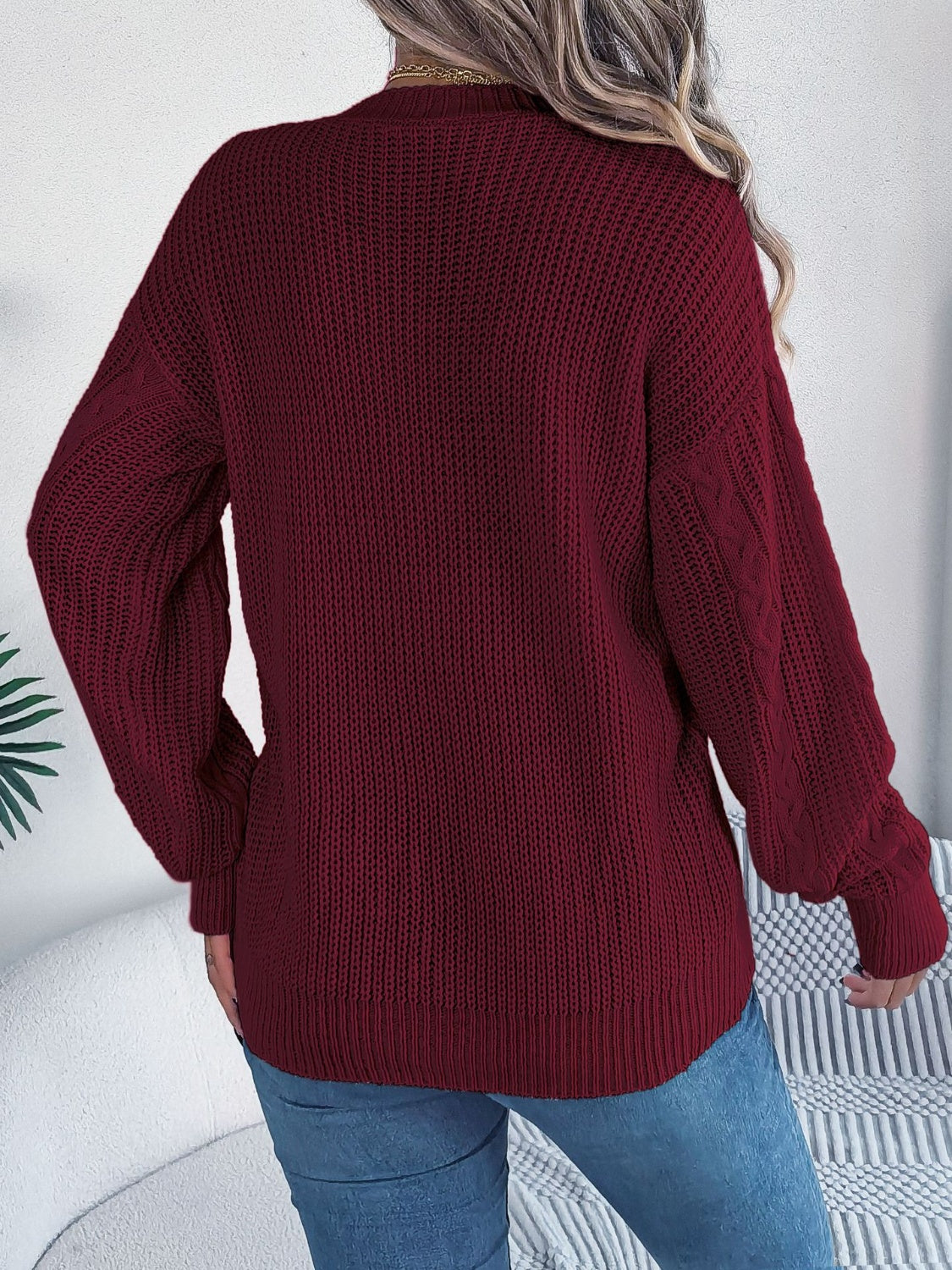 Cable-Knit Long Sleeve Cardigan-BT8D