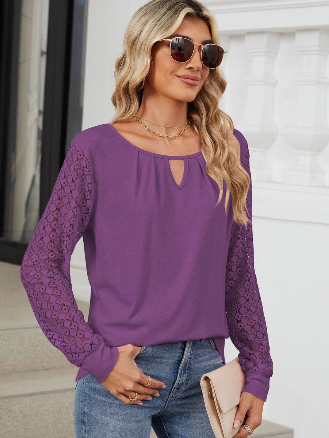 Cutout Round Neck Long Sleeve T-Shirt-BT8D